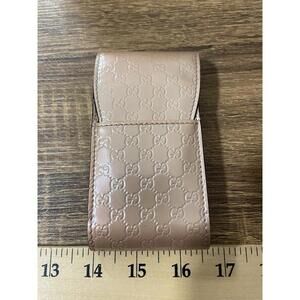 Gucci Guccissima rose gold pink leather cigarette case pouch